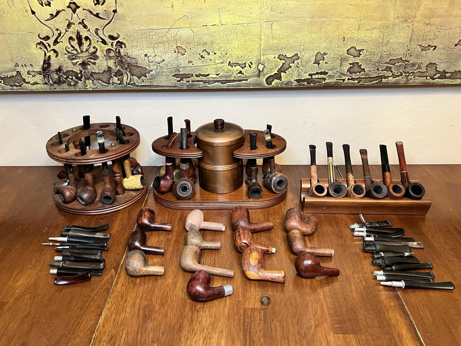 Lot Of Vintage Estate Pipes And Parts For Restoration And Repair, Stands, Stems