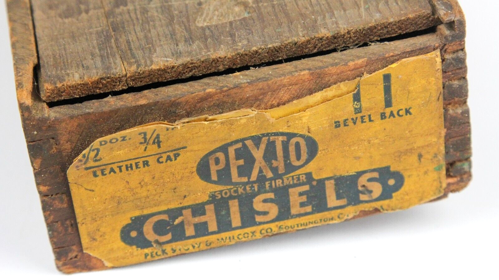 Vintage Pexto Peck Stow & Wilcox Wooden Socket Firmer Chisel Box Empty Vintage Pexto Peck Stow & Wilcox Wooden Socket Firmer Chisel Box Empty