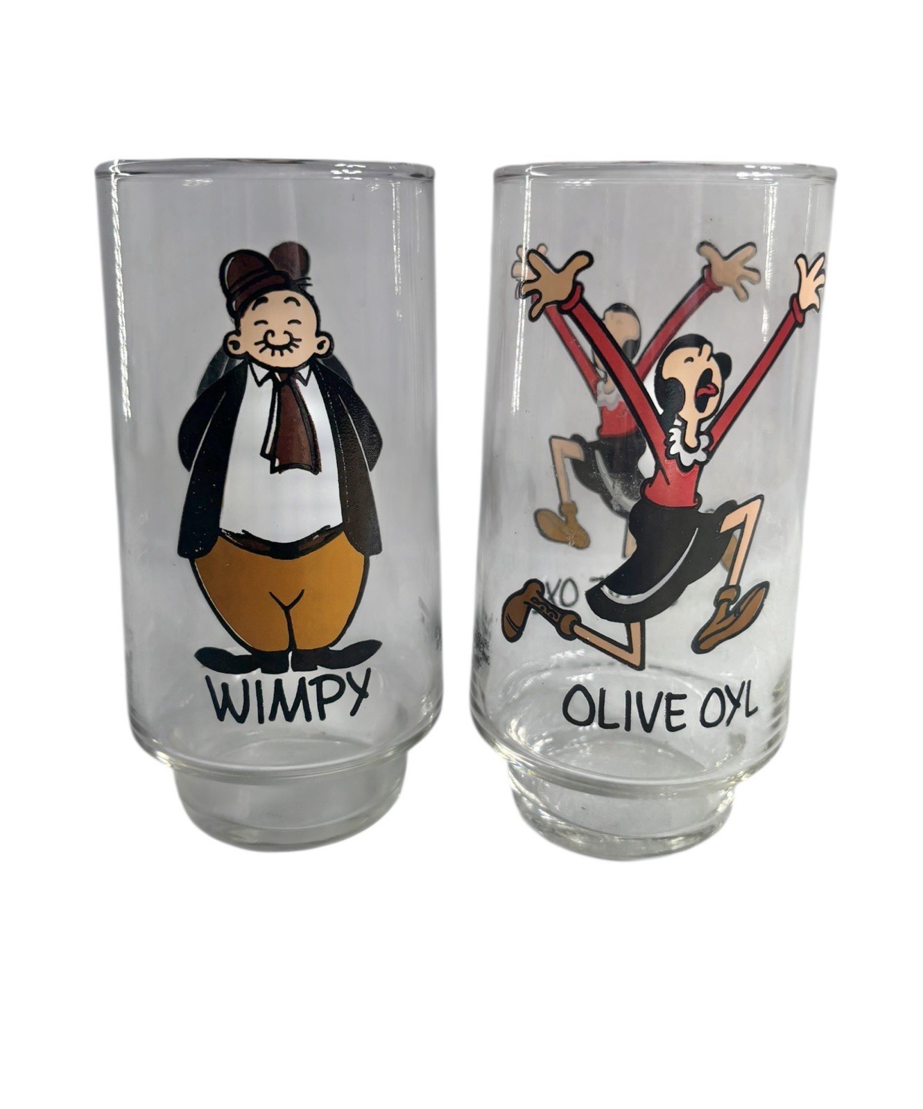 Vintage 1975 Coca-Cola Wimpy Olive Oyl Glass Set Popeye King Features