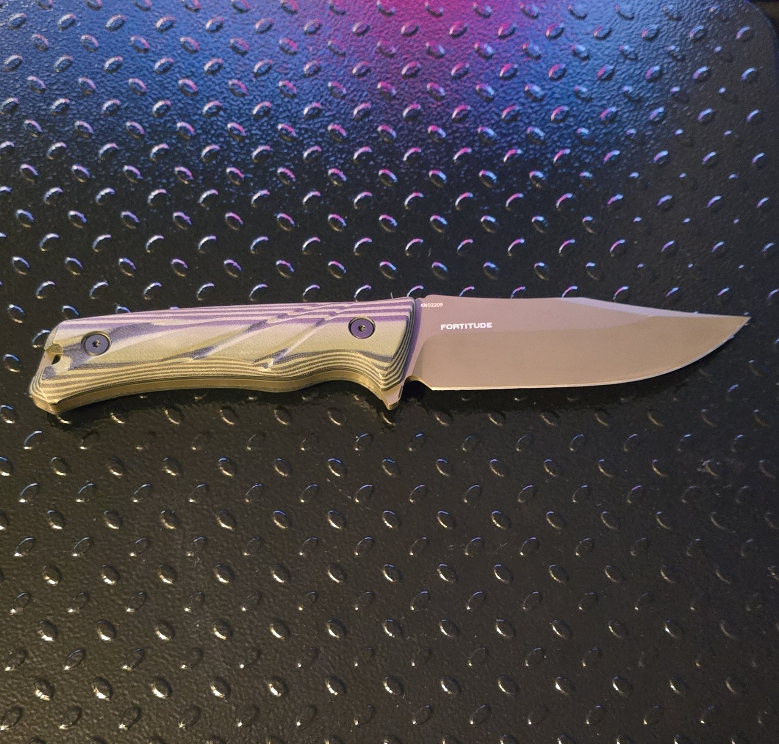 OKnife Fortitude D2 Survival Fixed Blade, Black Drop Point, G10, Sheath OKnife Fortitude D2 Survival Fixed Blade, Black Drop Point, G10, Sheath