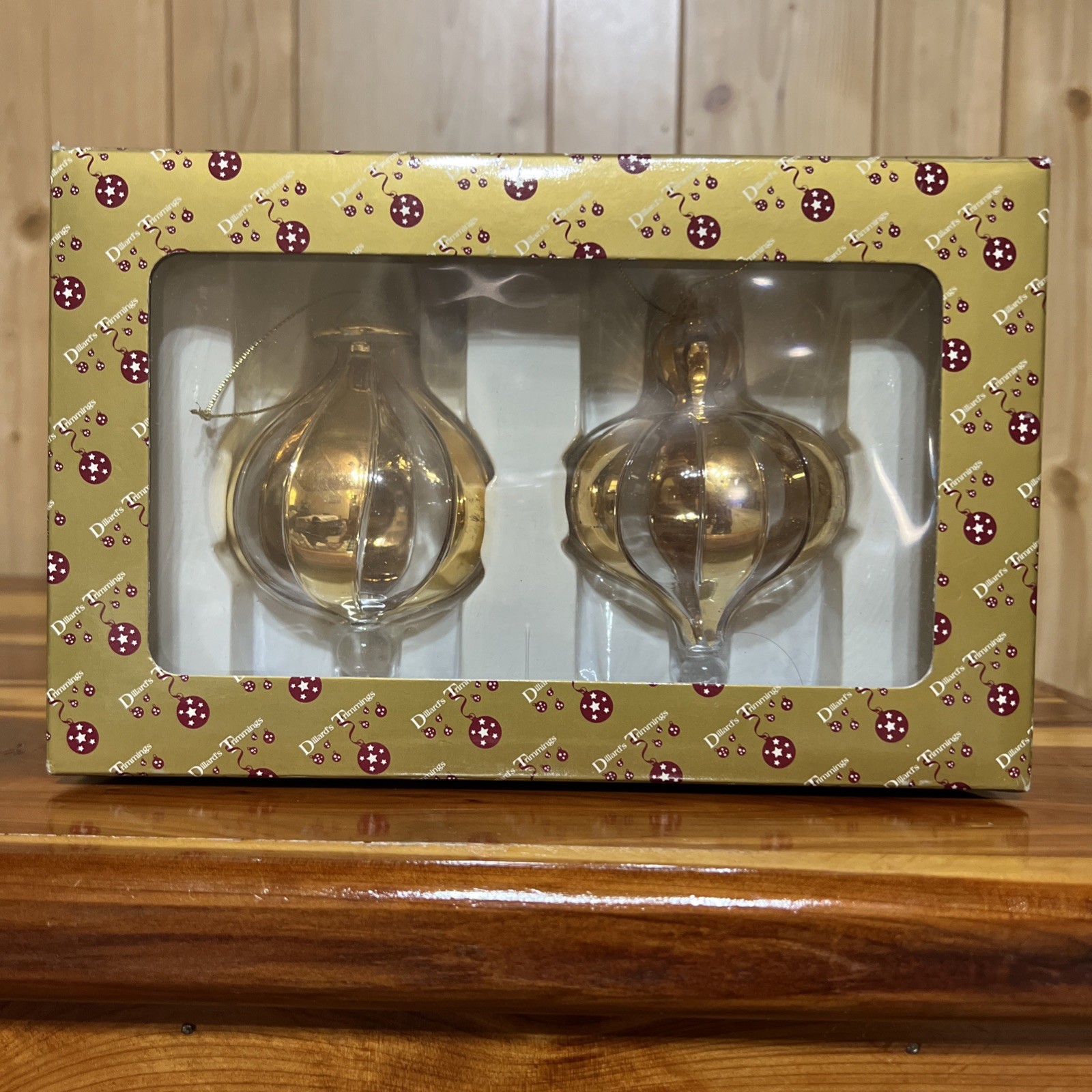 VTG Dillard\'s Trimmings Gold Blown Glass Teardrop Christmas Ornaments VTG Dillard\'s Trimmings Gold Blown Glass Teardrop Christmas Ornaments