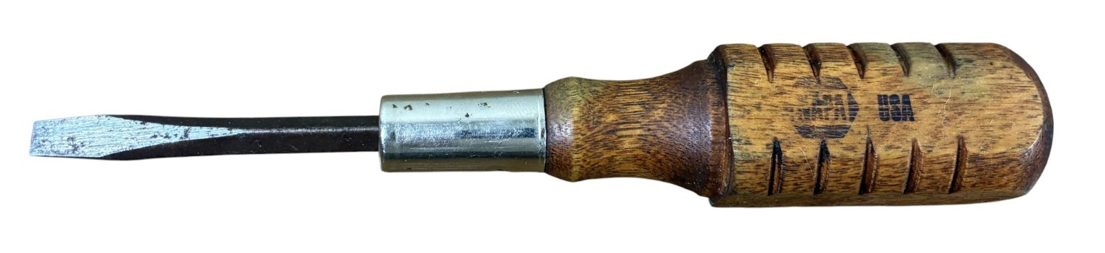 Vintage NAPA USA Slotted Flathead Screwdriver Wood Handle 6 Inch