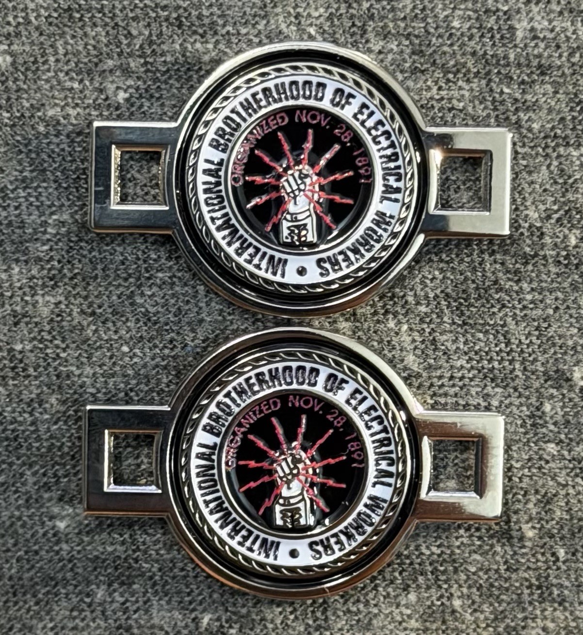 IBEW Boot Charms Lace Tags Electrician Shoe Lace Charm BLACK RED SILVER Trim IBEW Boot Charms Lace Tags Electrician Shoe Lace Charm BLACK RED SILVER Trim