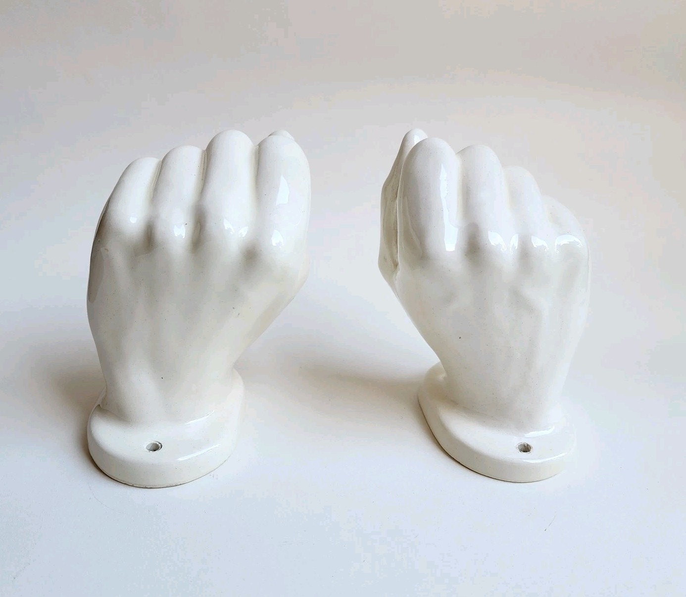 Vtg Nancy Funk Ceramics White Fist Hand Toilet Paper Holder Pop Art Surrealist