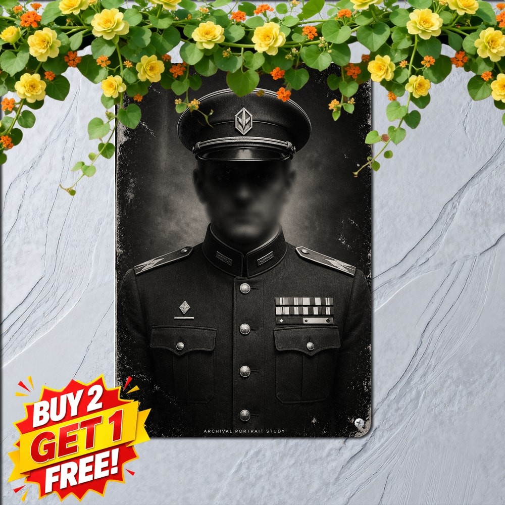 Patriotic American General Military Hero Historical Portrait Metal Tin Sign