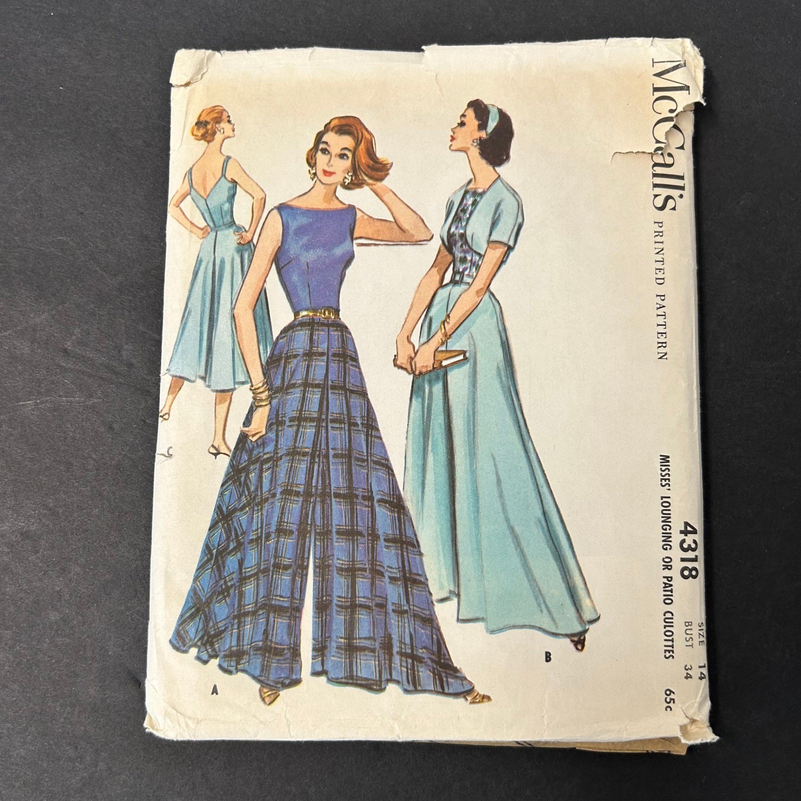 Vintage 1957 McCall's 4318 Sewing Pattern Misses Size 14 Culottes Set