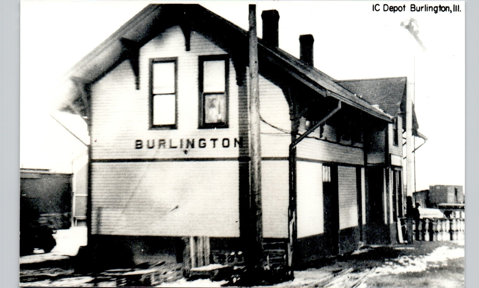 TRAIN DEPOT burlington il c1960s postcard illinois real photo rppc railroad