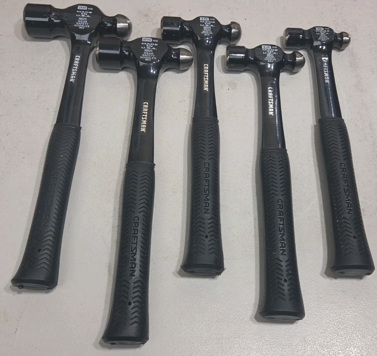 Craftsman USA 5 Pc Ball Peen Hammer Set 8 12 16 24 32 oz 38521-38525 Steel Craftsman USA 5 Pc Ball Peen Hammer Set 8 12 16 24 32 oz 38521-38525 Steel