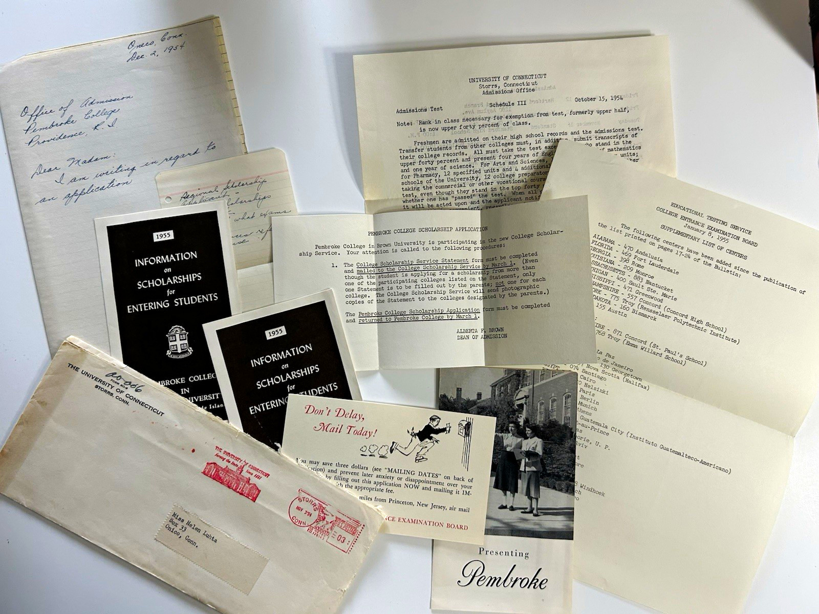 Vintage 1954 Pembroke College Brown University Ivy League UConn Ephemera
