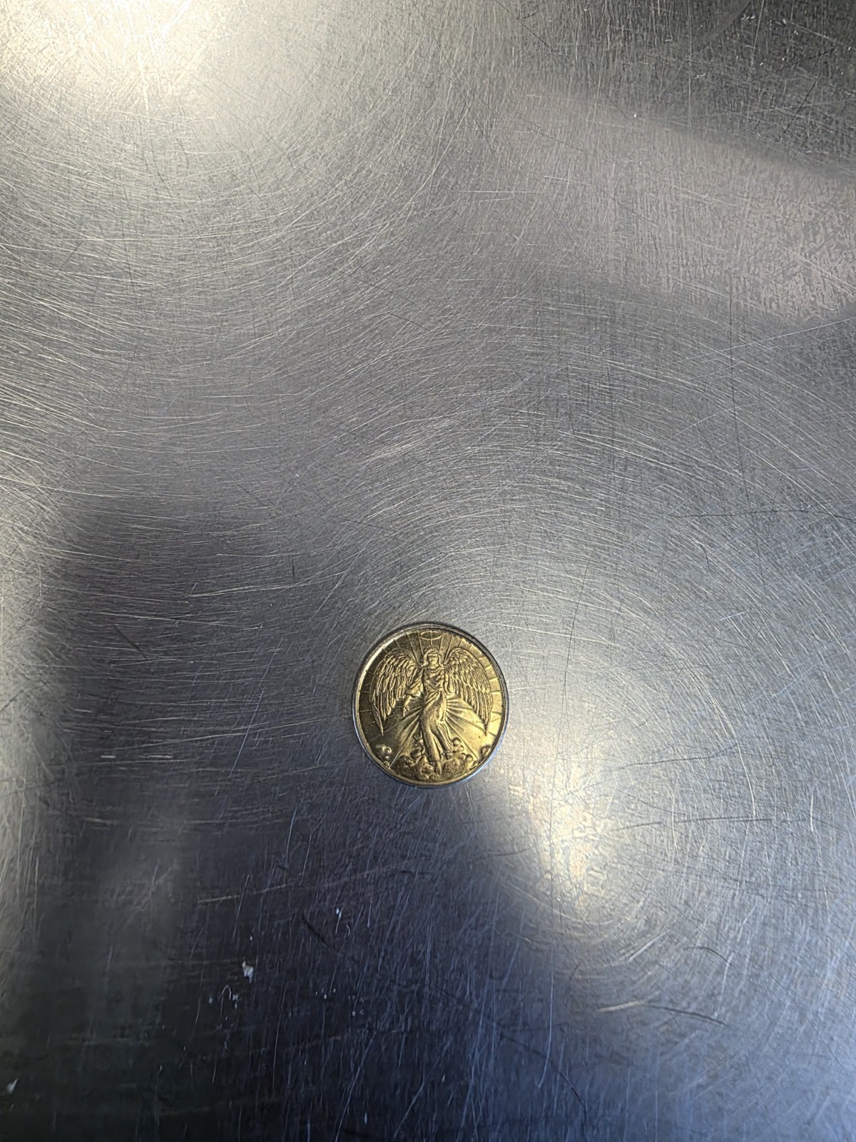 Vintage rare double sided Guardian Angel coin/gold religious prayer coin Vintage rare double sided Guardian Angel coin/gold religious prayer coin