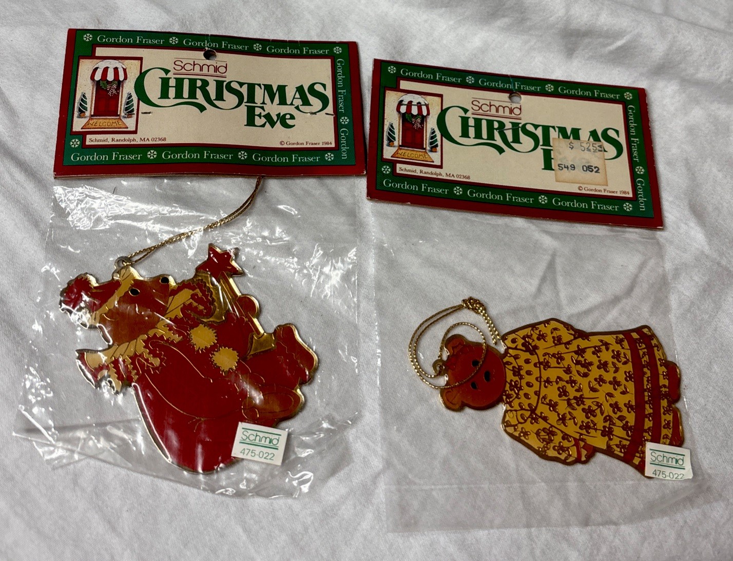 2 Vintage Schmid Metal Ornaments Gordon Fraser 1984 NIP 2 Vintage Schmid Metal Ornaments Gordon Fraser 1984 NIP