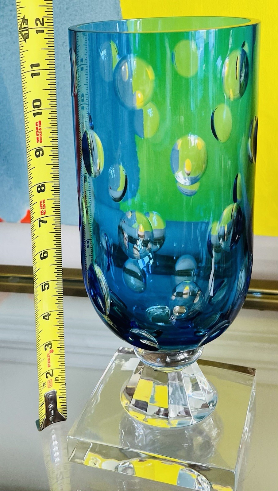 William Yeoward Tall Blue Heavy Chrystal Rare Vase