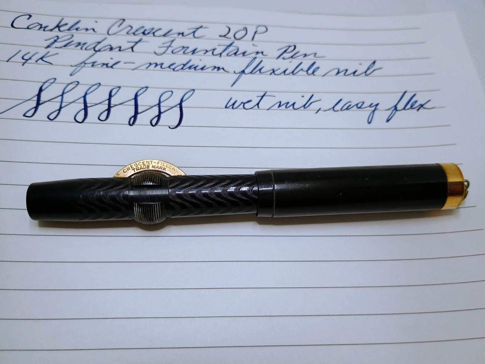 Vintage Conklin Crescent 20P Fountain Pen, Flexible 14k nib, working well. Vintage Conklin Crescent 20P Fountain Pen, Flexible 14k nib, working well.
