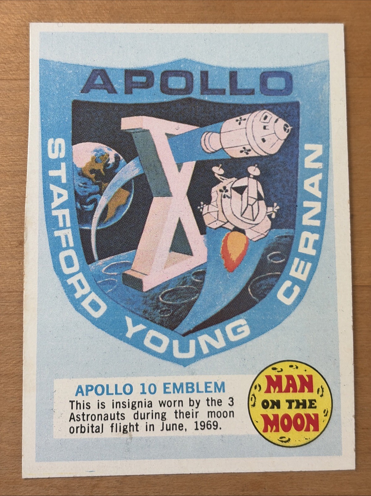 1969 Topps #1A Man on the Moon  APOLLO 10 EMBLEM   EX-EXM