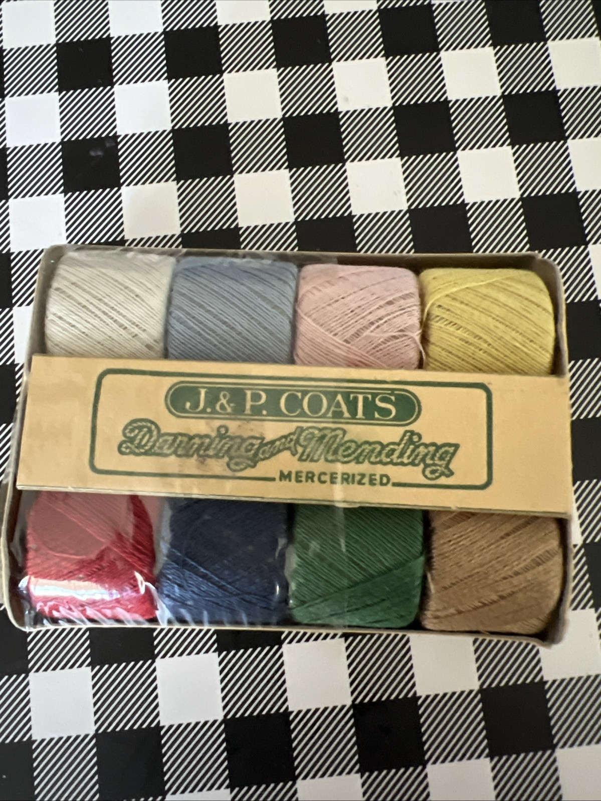 VTG J&PCoats A-227-P 2ply 8-15yd BallsDarning/Mending Merc.Cotton Anklet Shades