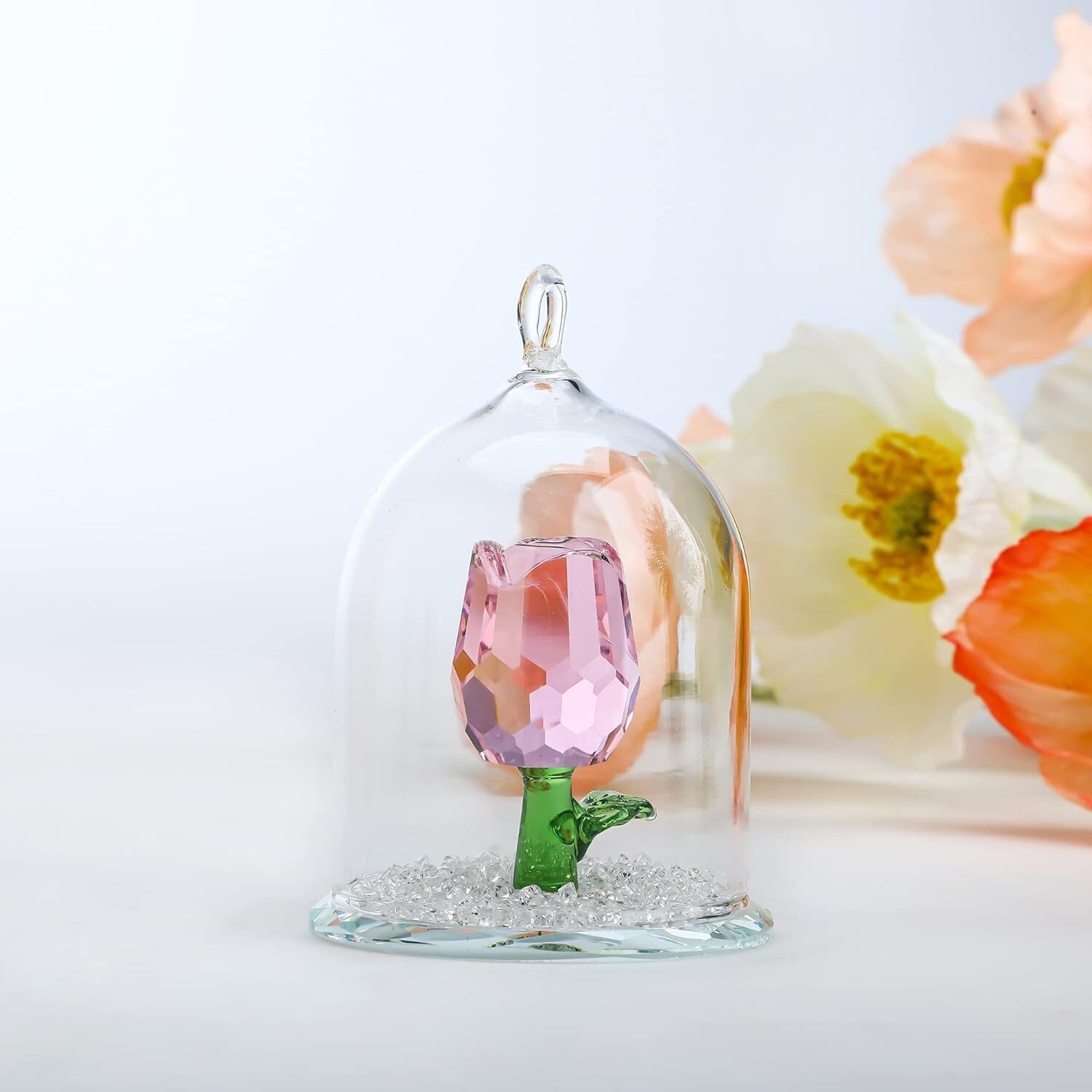 H&D HYALINE & DORA Crystal Enchanted Rose Flower Figurine 2 H&D HYALINE & DORA Crystal Enchanted Rose Flower Figurine 2