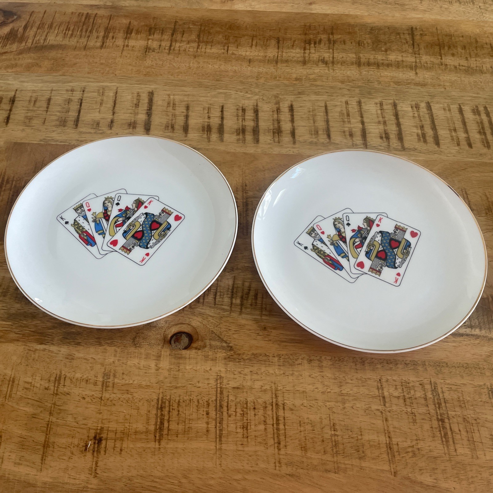 SET of 2 Vintage Playing Cards Porcelain Plates Grand Slam 8\