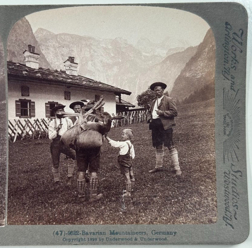 Bavarian Mountaineers in German Alps near the Königssee and Obersee Stereoview
