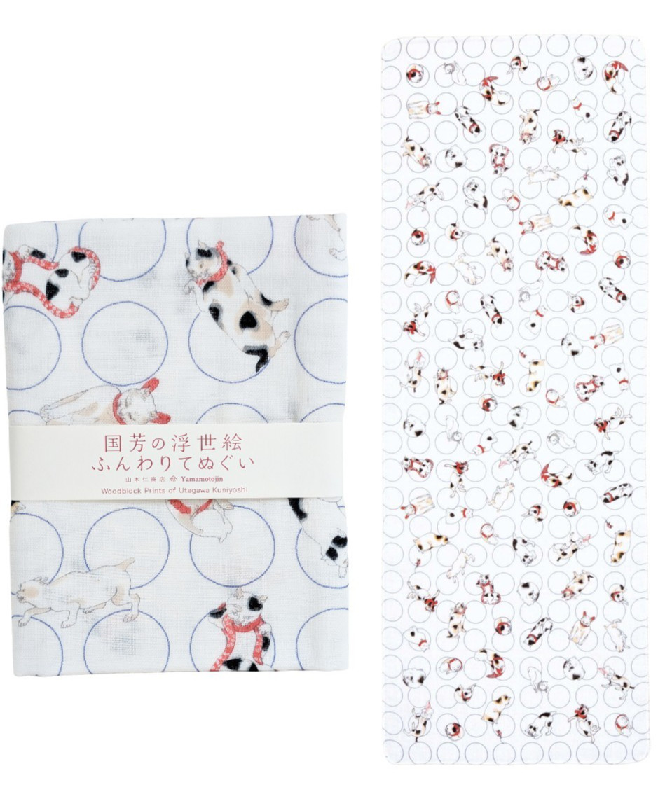 Japanese Double Gauze Tenugui Multipurpose Hand Towel Kuniyoshi\'s Ukiyo-e Cats