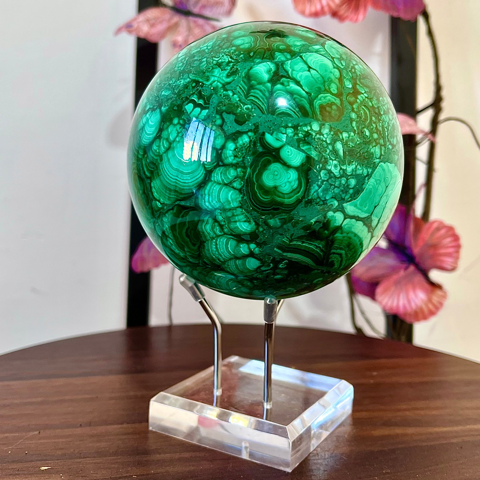 4.01LB Natural malachite ball quartz crystal energy ball Divination meditation