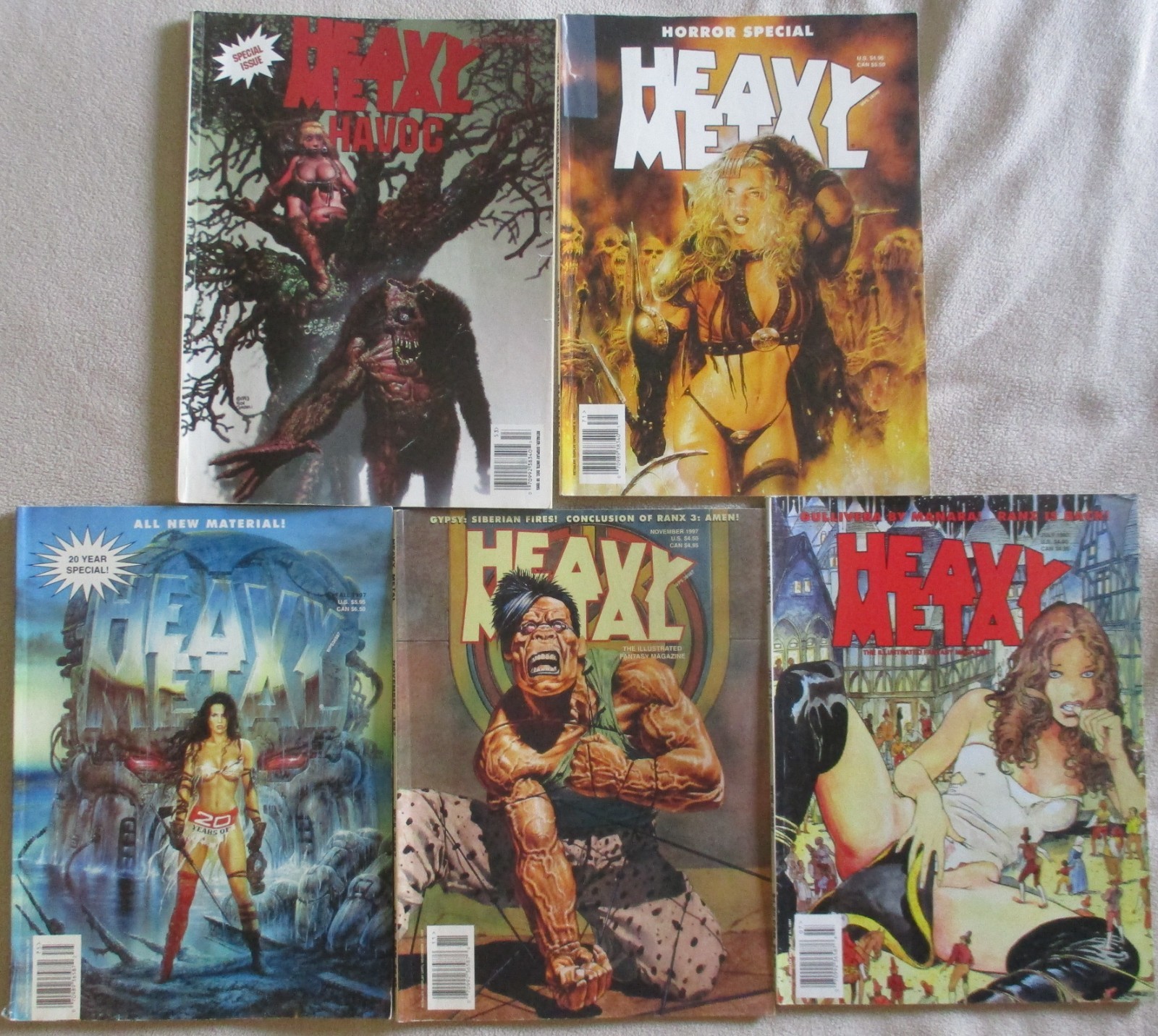 lot of 5 Vintage Heavy Metal nudes fantasy magazine lot comics Horror 1995 1997 lot of 5 Vintage Heavy Metal nudes fantasy magazine lot comics Horror 1995 1997