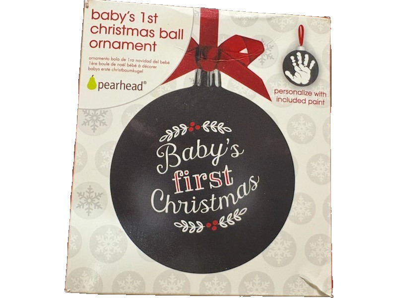 PEARHEAD Baby\'s First Christmas Hand Print Ball Holiday Ornament PERSONALIZE IT
