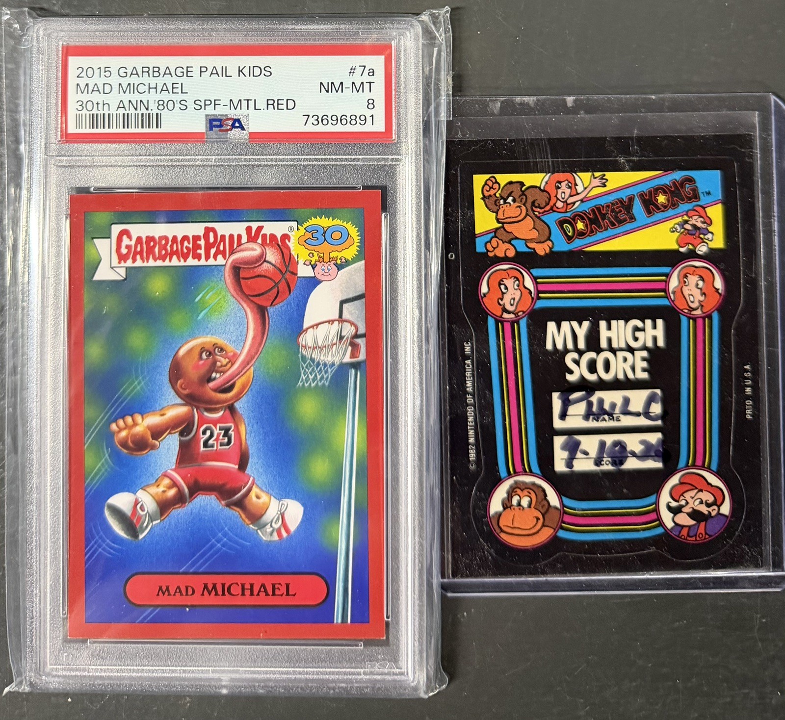 2015 Garbage Pail Kids Mad Michael 30th  #7a Psa 8 Michael Jordan Metallic Red