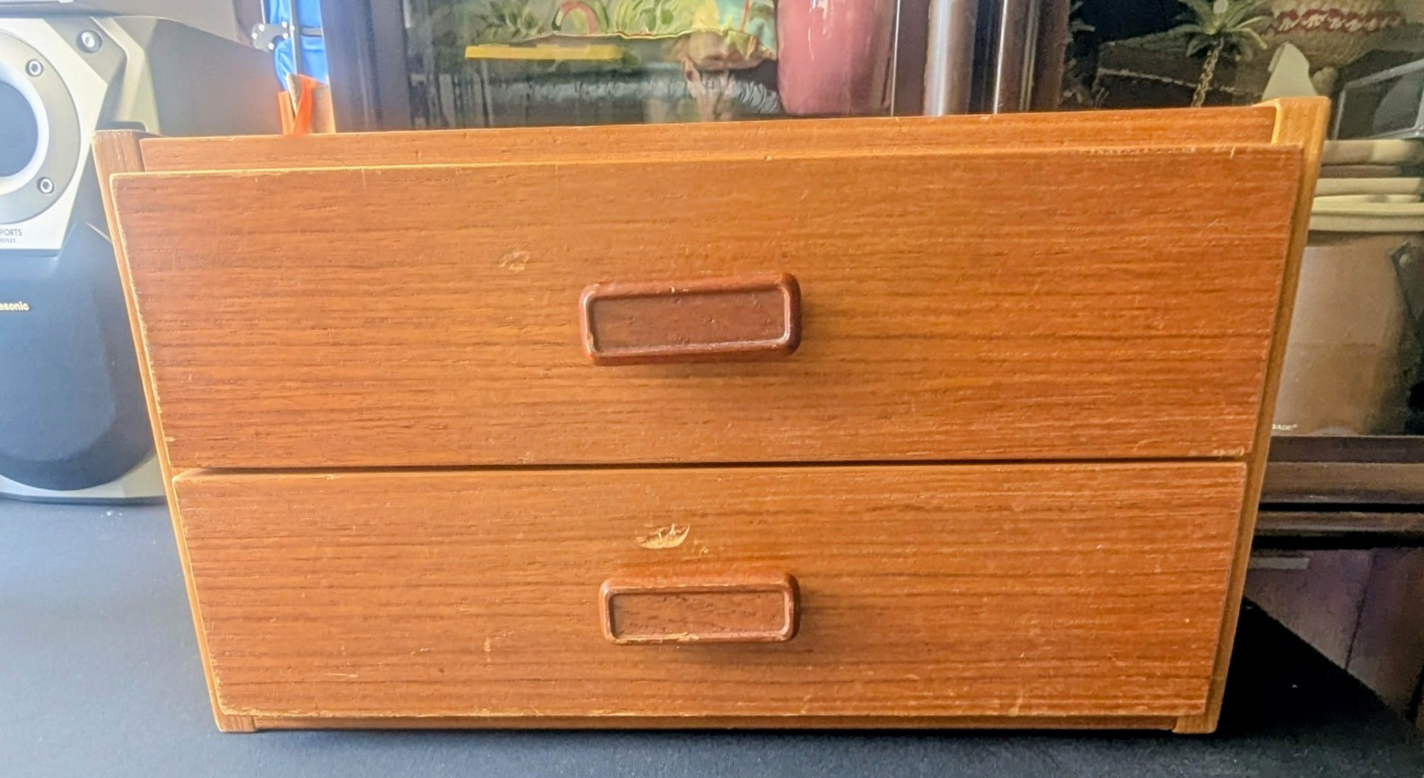 Vintage Danish Mid-Century Modern Wood 2-Drawer Storage Box Made in Denmark Vintage Danish Mid-Century Modern Wood 2-Drawer Storage Box Made in Denmark