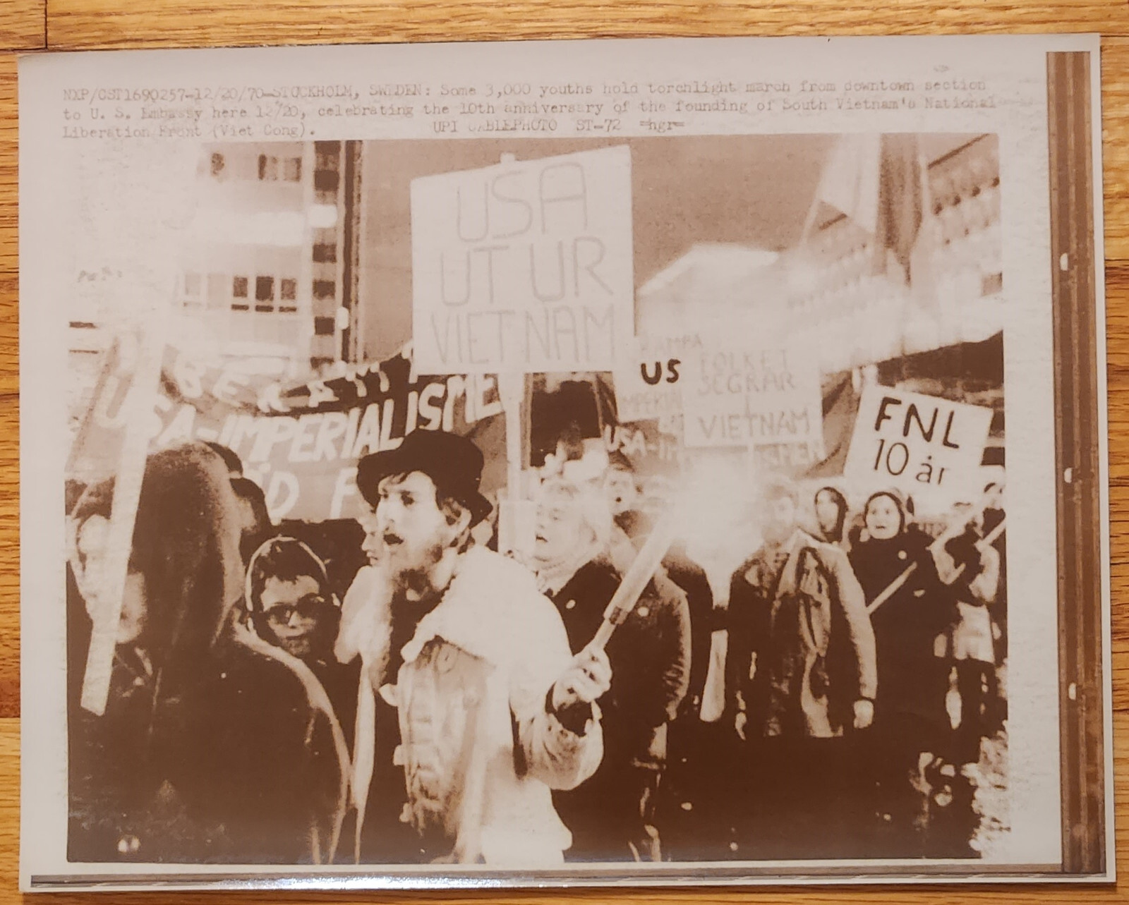Protestors with Torches Outside U.S. Embassy Stockholm Sweden Press Photo 1969
