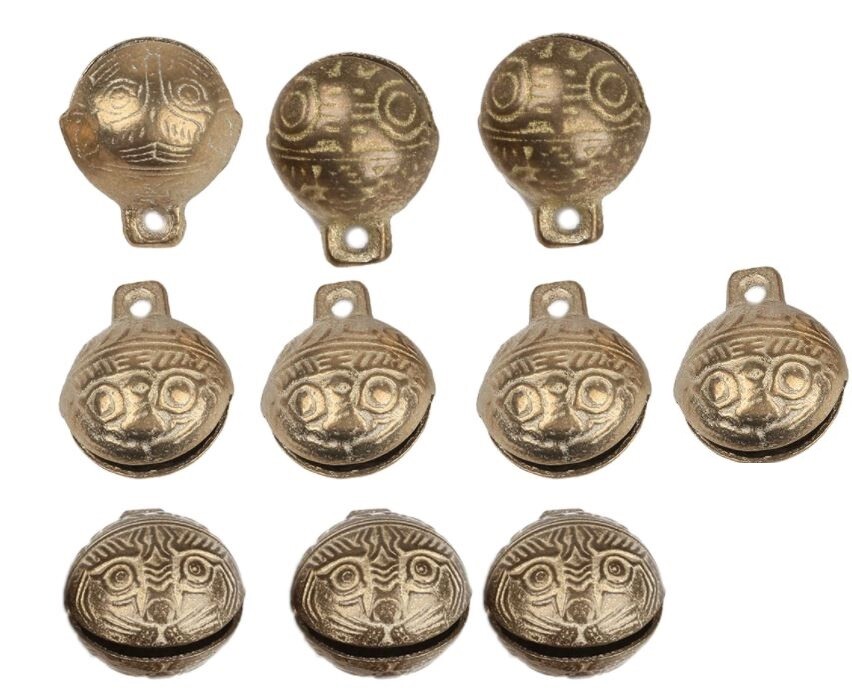 New TIBETAN Brass BELLS LOT of 15 Bead 14mm Craft Temple Herding Small Metal 