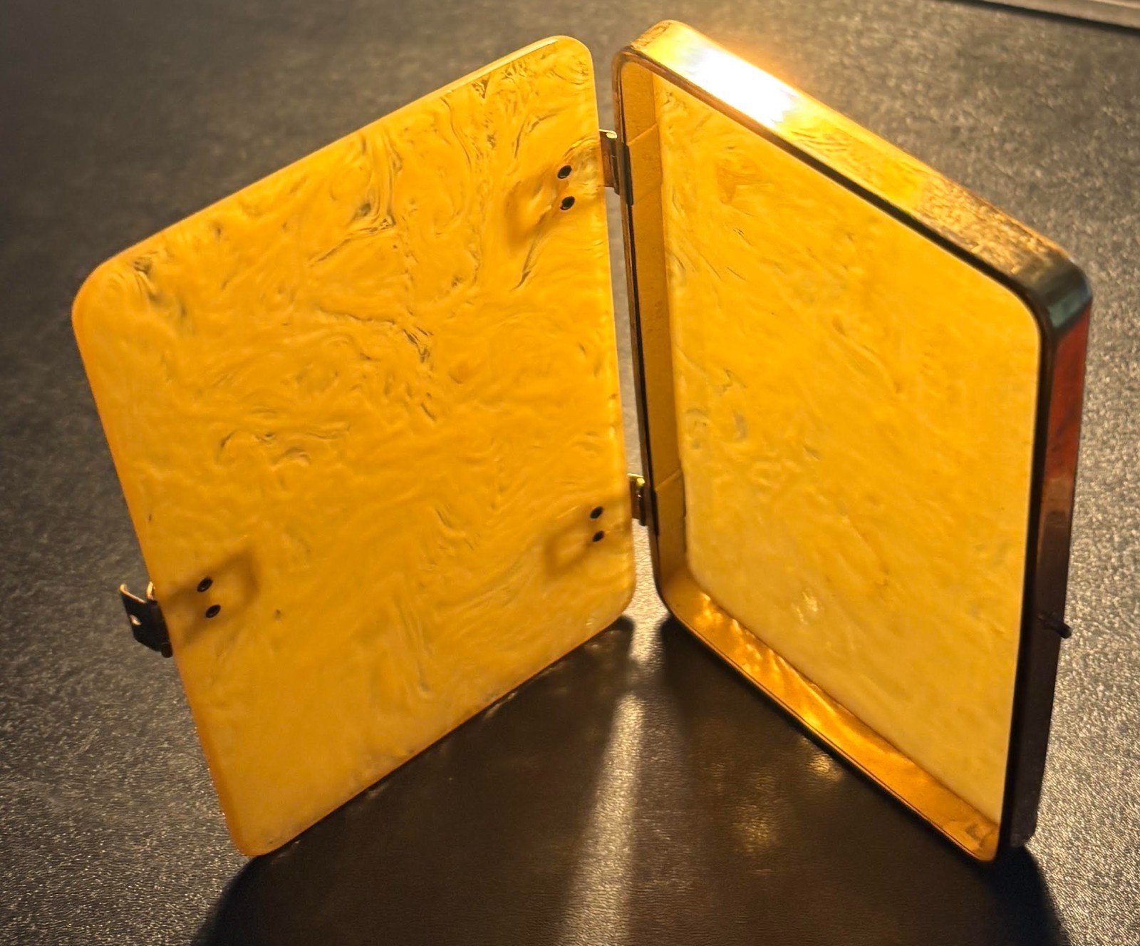 Vintage Rare Art Deco Butterscotch Amber Bakelite Cigarette Case, Card Holder.