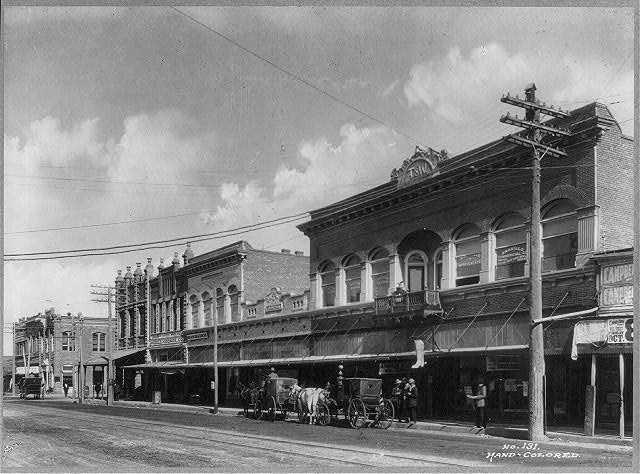 Amarillo Texas Main Street 1900s T. & W. Commercial Bldg Horse Carriages