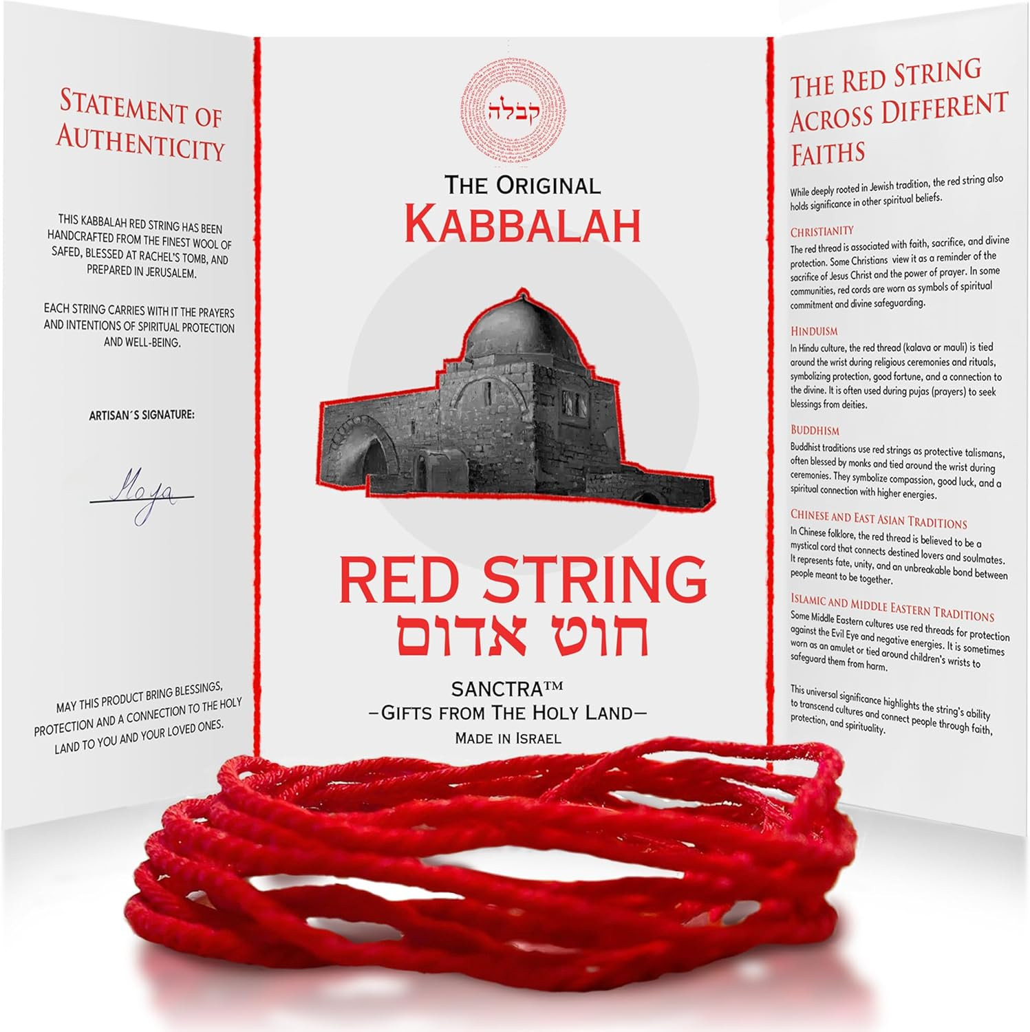 The Original Kabbalah Red String, Handmade and Blessed in the Holy Land, 100%