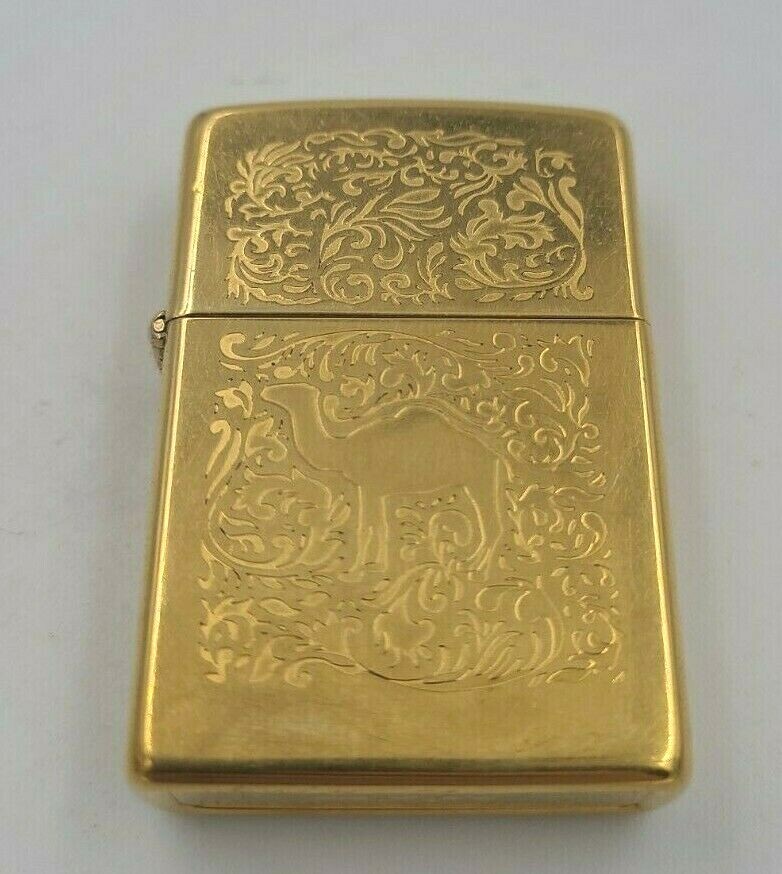 Bradford 1996 Double Sided Etched Brass Fired Zippo Lighter / Used Bradford 1996 Double Sided Etched Brass Fired Zippo Lighter / Used