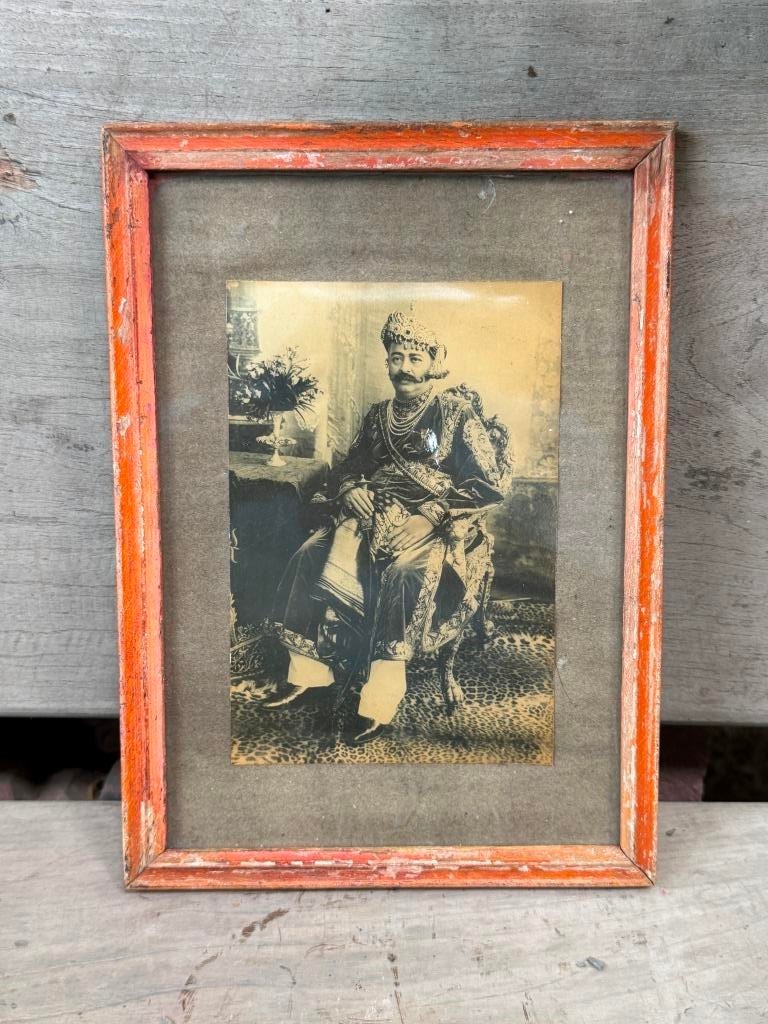 Antique Old Hindu King Portarit Original Photograph