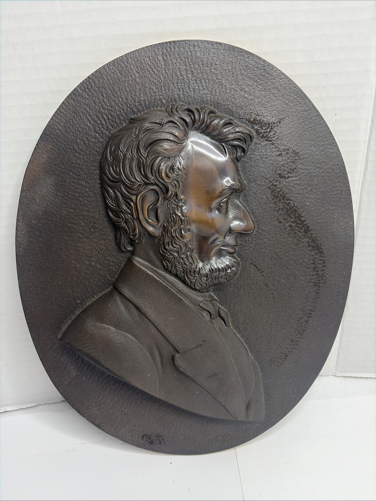 Antique Abraham Lincoln Bad-Relief Wall plaque - Imperial Brass Mfg. Co