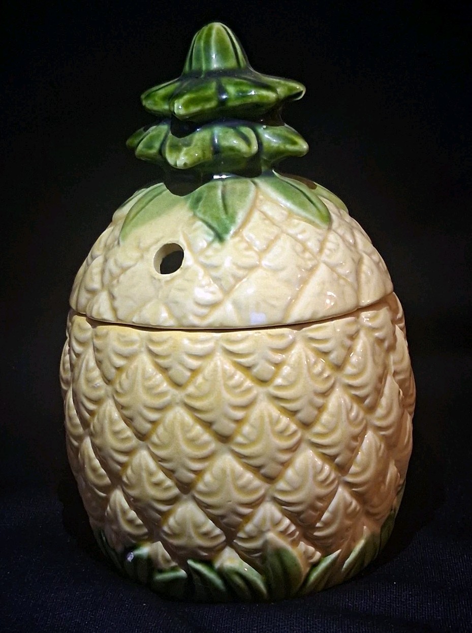 Vintage Orchids of Hawaii Ceramic Pineapple Tiki Mug R-15 Japan Lidded Decor
