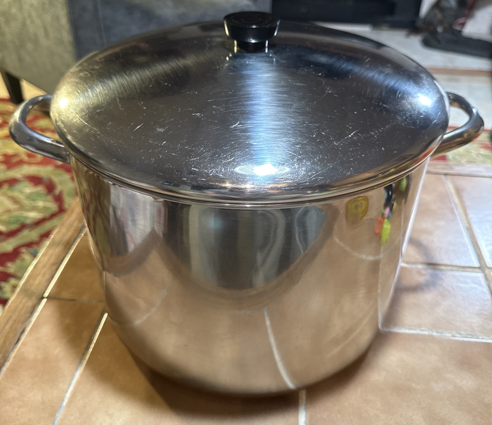 Vintage Revere Ware 16 Qt Stock Pot w/Lid Stainless Steel Copper Bottom Clinton Vintage Revere Ware 16 Qt Stock Pot w/Lid Stainless Steel Copper Bottom Clinton