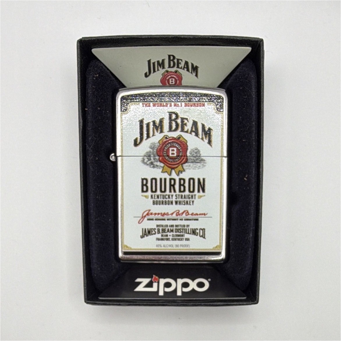 Zippo Jim Beam Bourbon Kentucky Straight Whiskey Lighter w/ Zippo Box
