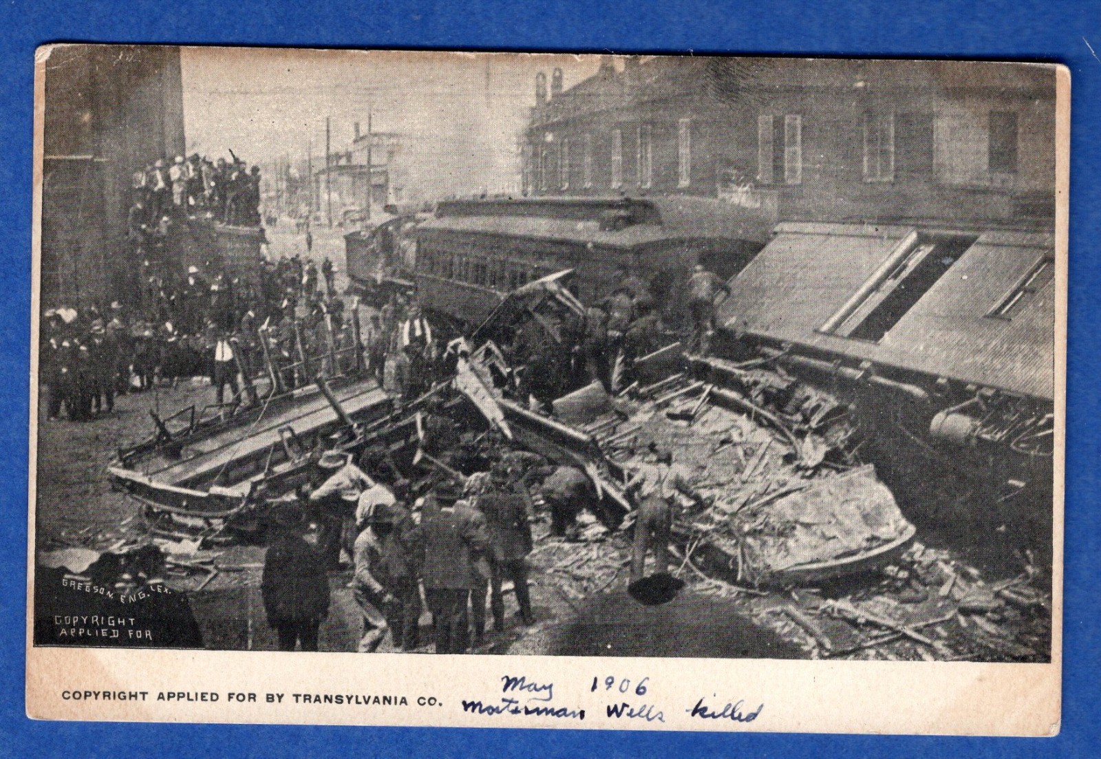 Lexington, KY 1906 Streetcar Wreck on Broadway, Motorman Killed Postcard