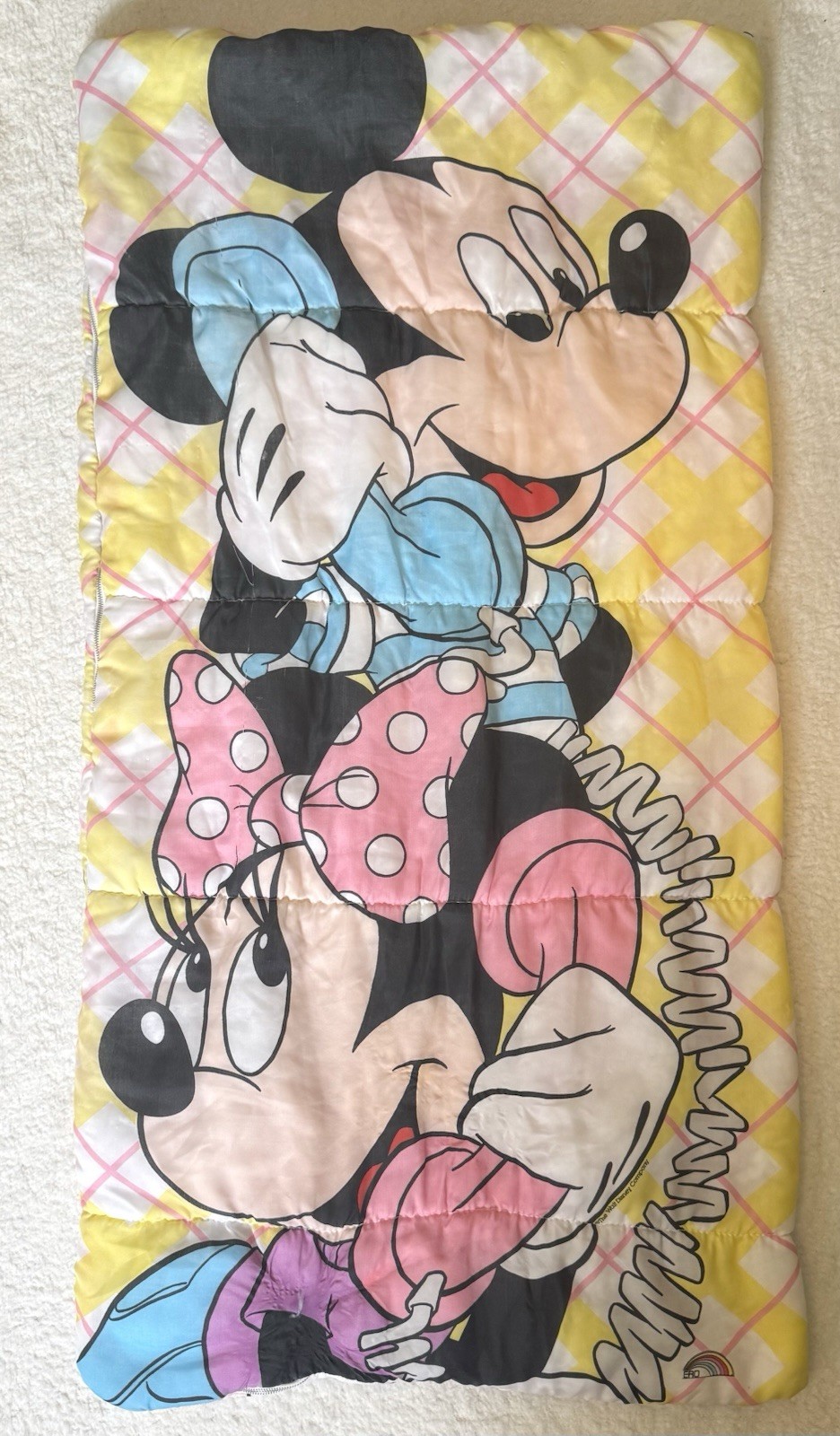 Disney Mickey Minnie Mouse Telephone Sleeping Bag Vintage 90\'s Childrens Youth