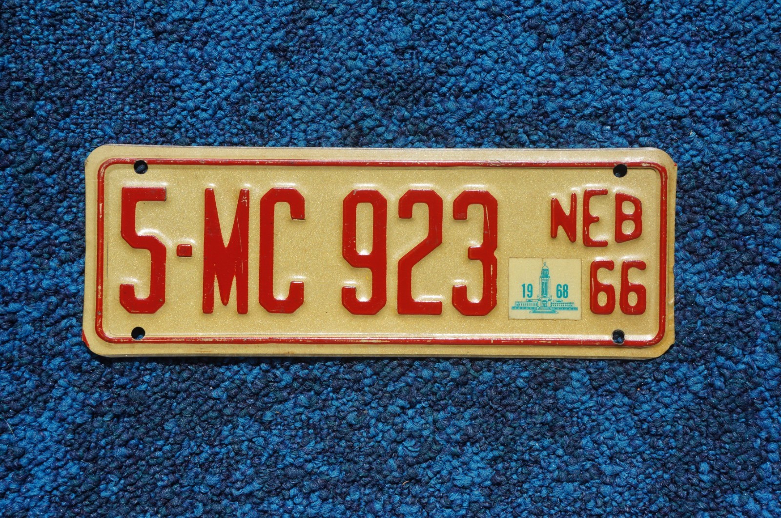 1966 - 1968 Nebraska MOTORCYCLE License Plate 1966 - 1968 Nebraska MOTORCYCLE License Plate