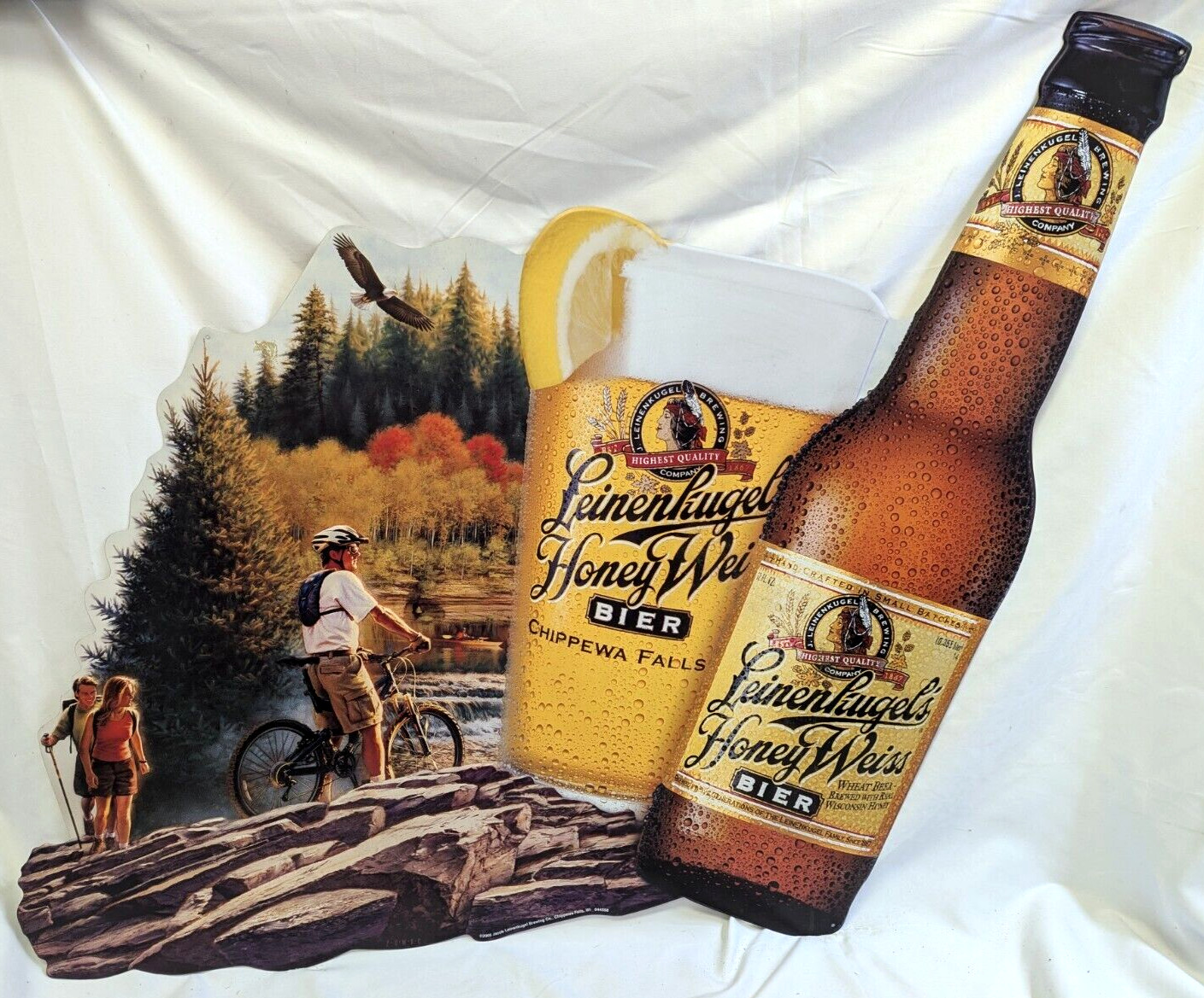 Vintage 2005 Leinenkugel Honey Weiss Bier Beer Huge Outdoor Theme Metal Tin Sign