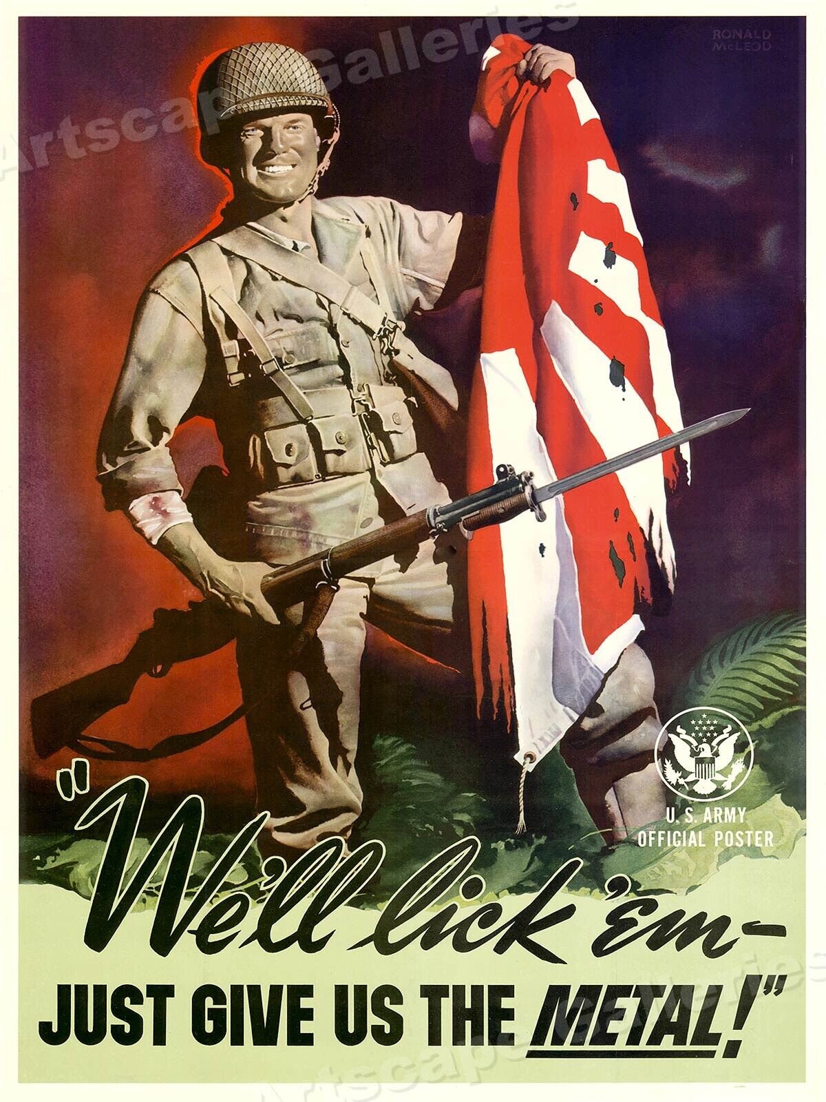 Give Us the Metal Vintage Style 1943 World War 2 Army Poster - 24x32