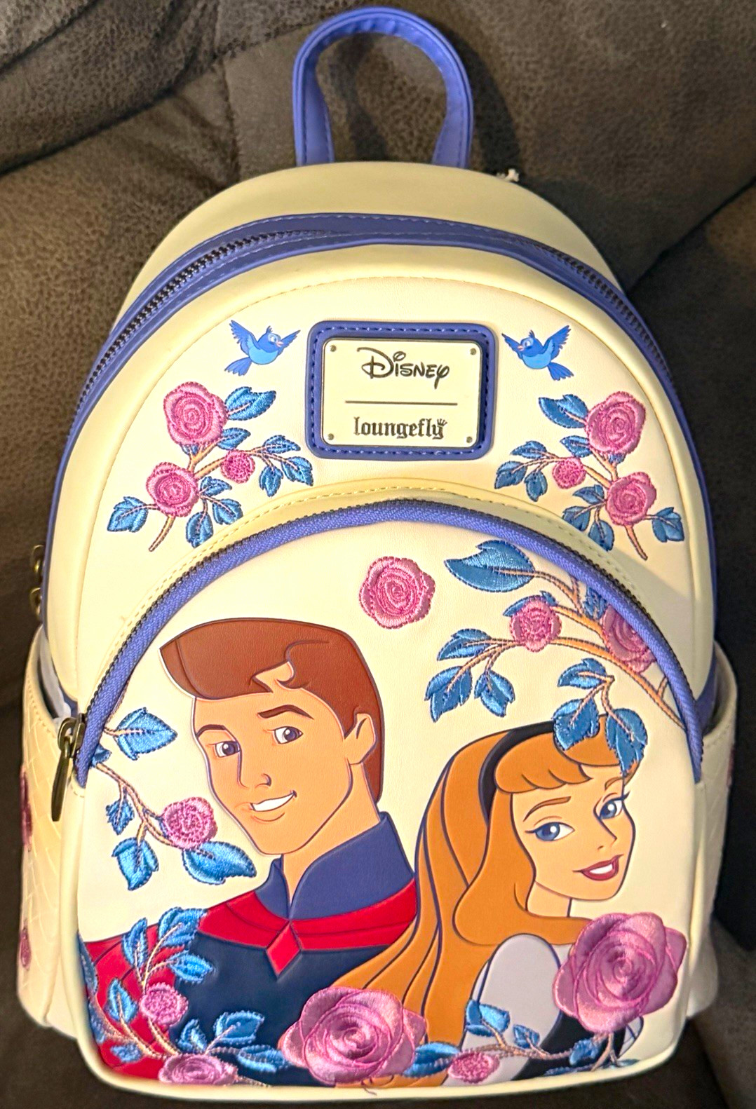 Loungefly Disney Sleeping Beauty Mini Backpack Floral Cream Purple Pink Blue