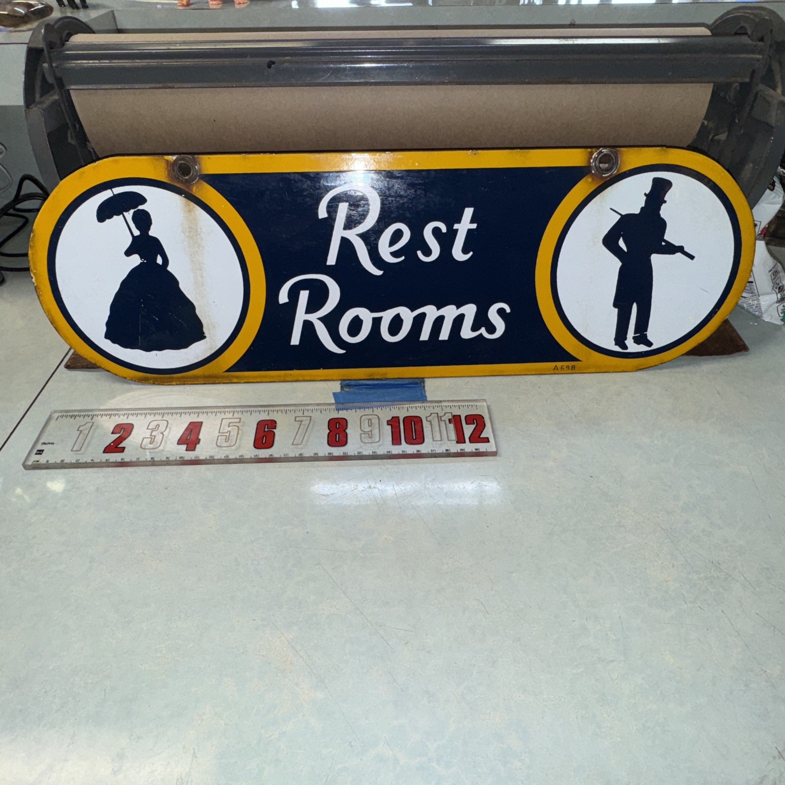 Early Sunoco porcelain double sided restroom sign A698 Heavy Original Petroliana Early Sunoco porcelain double sided restroom sign A698 Heavy Original Petroliana