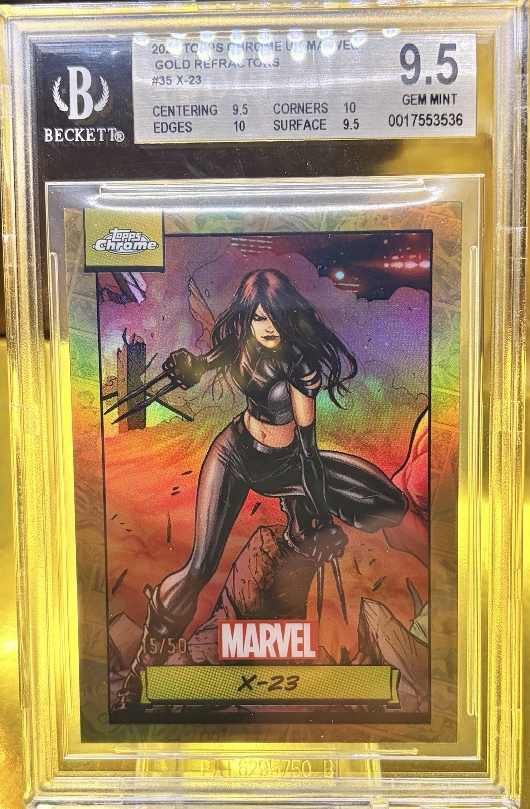 2024 Topps Chrome Marvel X-23 #35 Gold Refractor /50 BGS 9.5 BECKETT MINT
