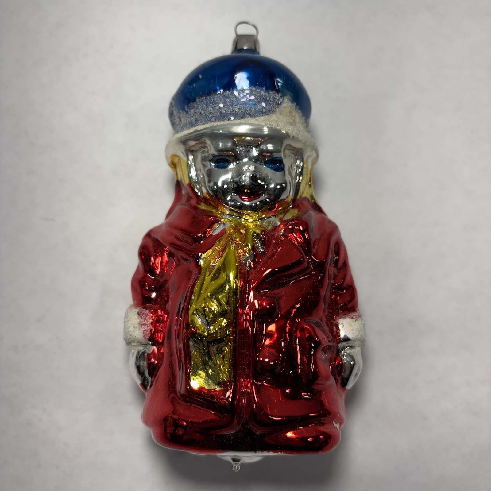 Vintage West German Mercury Glass Figural Boy Child Red Coat Christmas Ornament Vintage West German Mercury Glass Figural Boy Child Red Coat Christmas Ornament