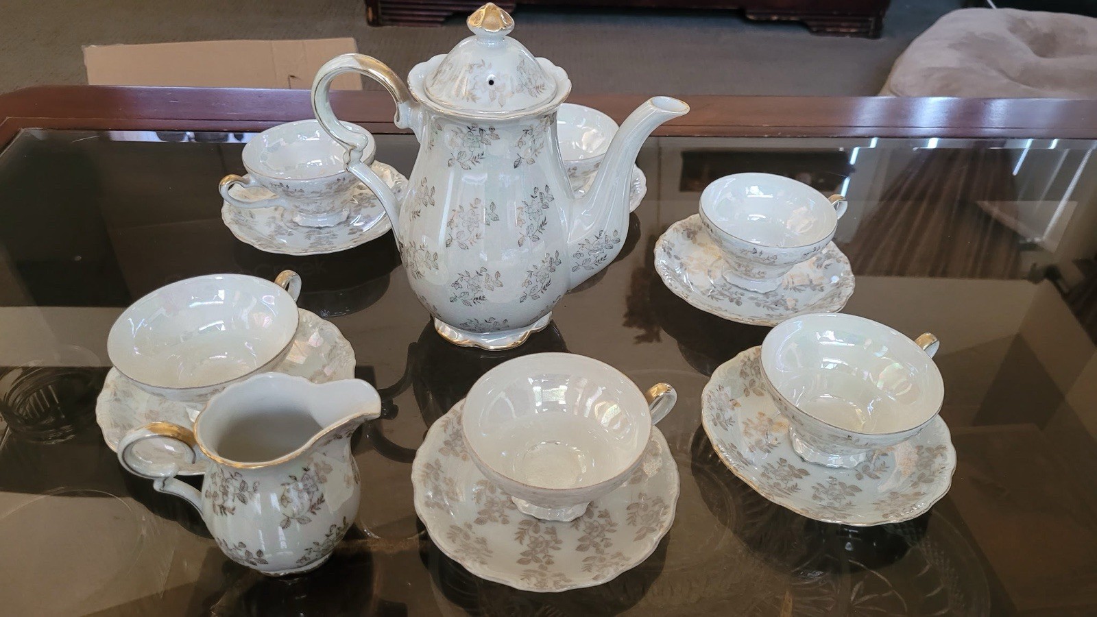 Vintage 40s/50s SAJI Japan Hand Painted Porcelain Tea Set Floral Design 15pc Set Vintage 40s/50s SAJI Japan Hand Painted Porcelain Tea Set Floral Design 15pc Set