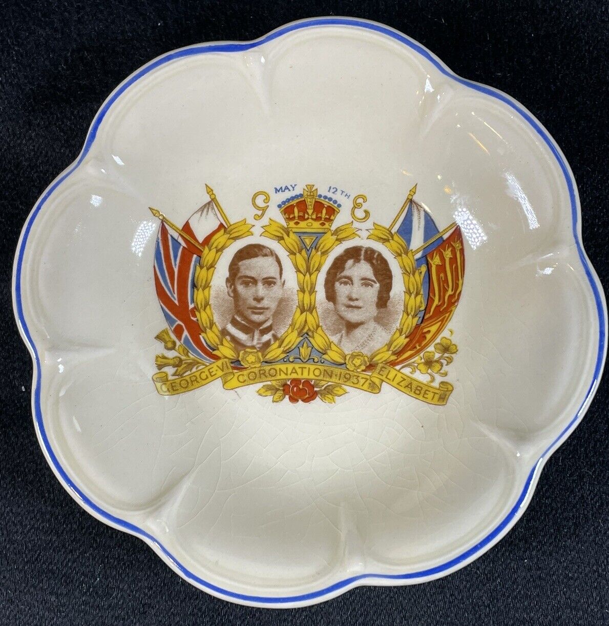Vintage George VI & Elizabeth 1937 Coronation Trinket Dish (Meakin) England